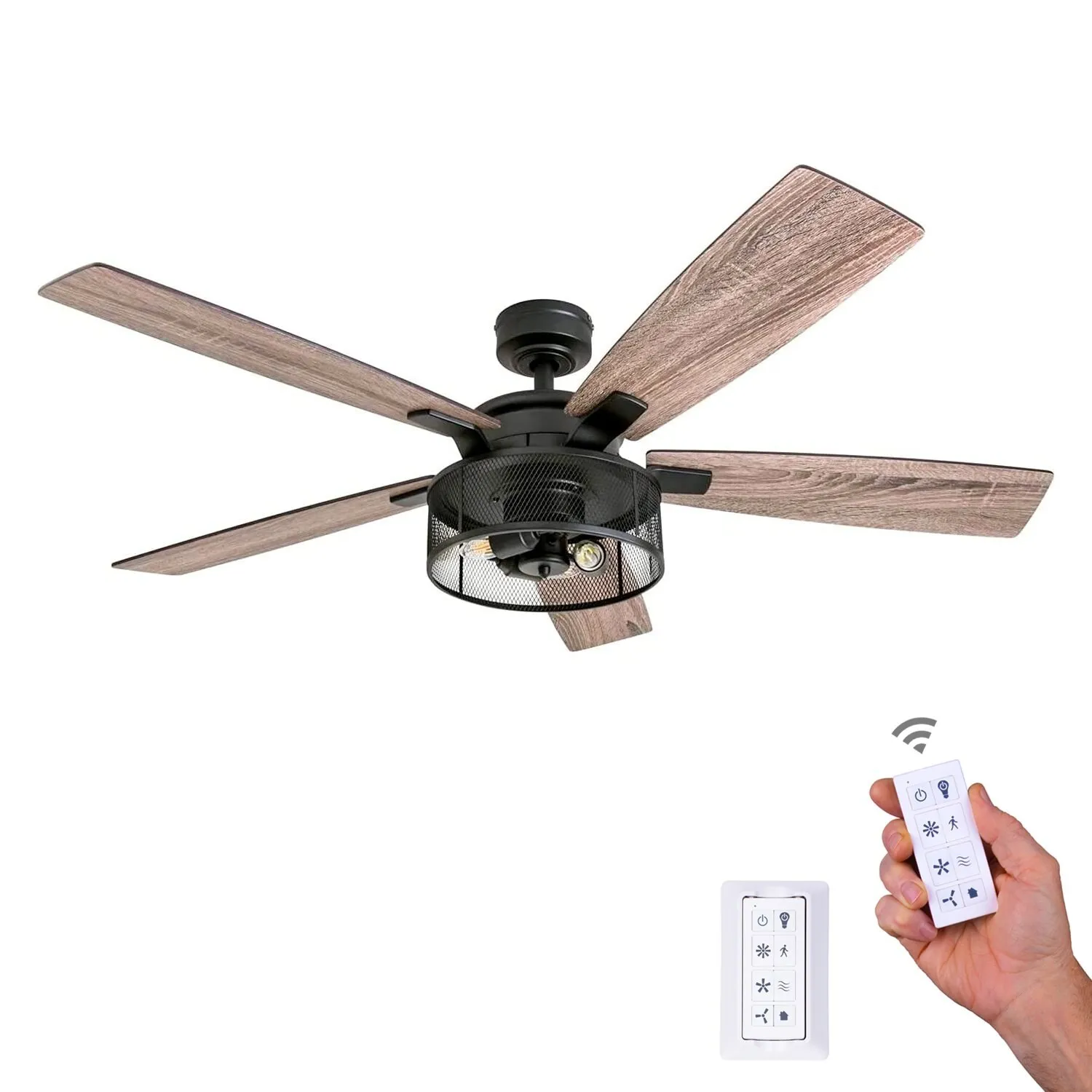 Carnegie, 52 Inch Ceiling Fan with Light And Remote Control, Matte Black
