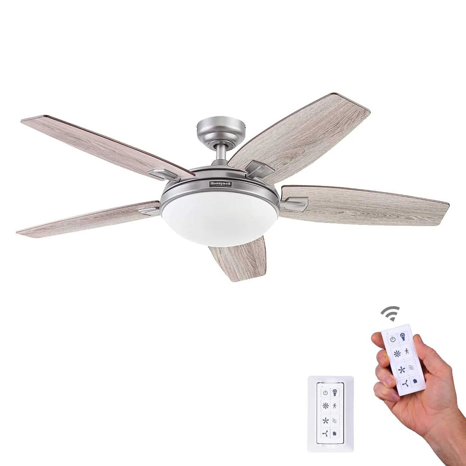 Carmel, 48 Inch Ceiling Fan with Light And Remote Control, Pewter