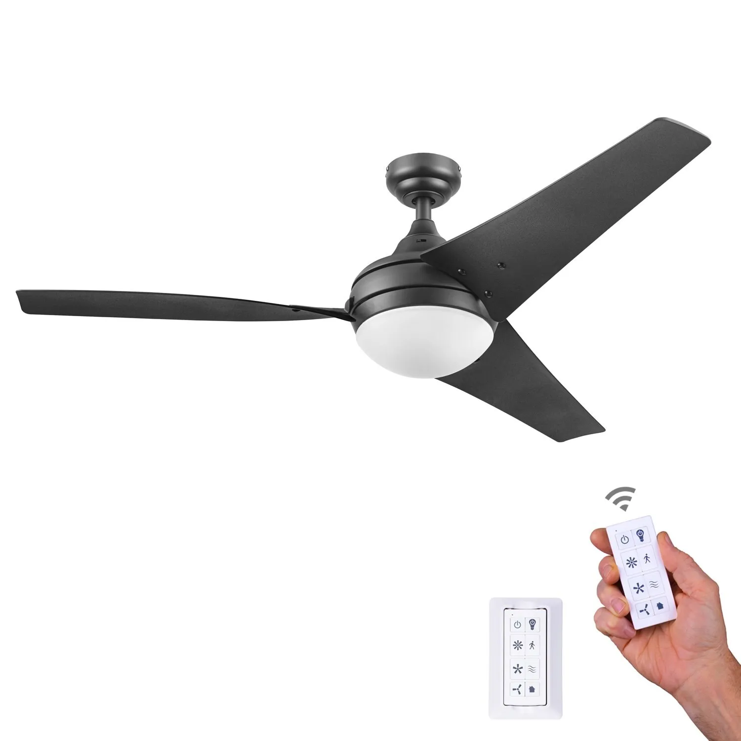 Neyo, 52 Inch Ceiling Fan with Light and Remote Control, Espresso