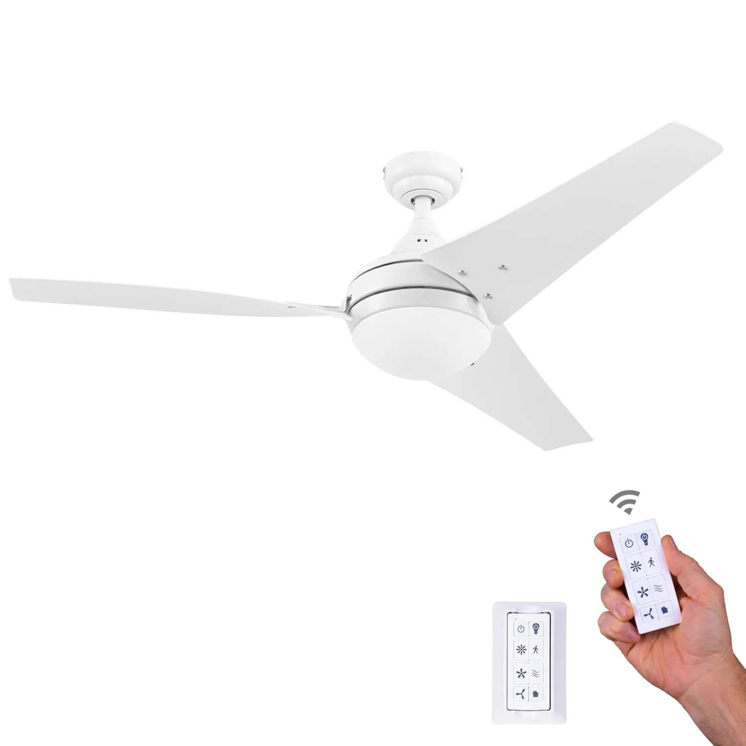 Neyo, 52 Inch Ceiling Fan with Light And Remote Control, Bright White