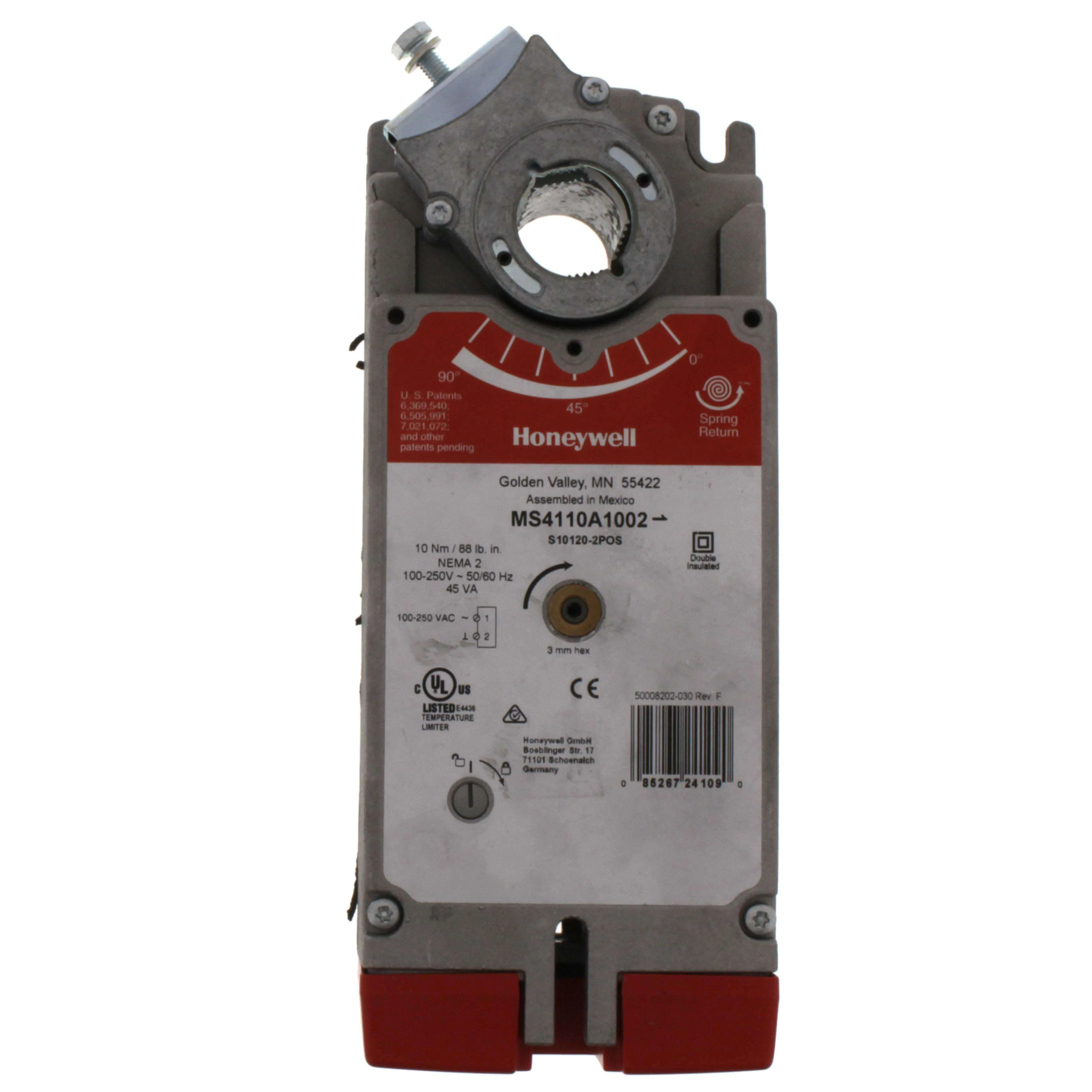 HONEYWELL MS4110A1002 Electric Actuator, Direct Mount, Spring Return, 88 Inch lbs. Torque, 100-240V AC | CJ2BLJ 278Y21