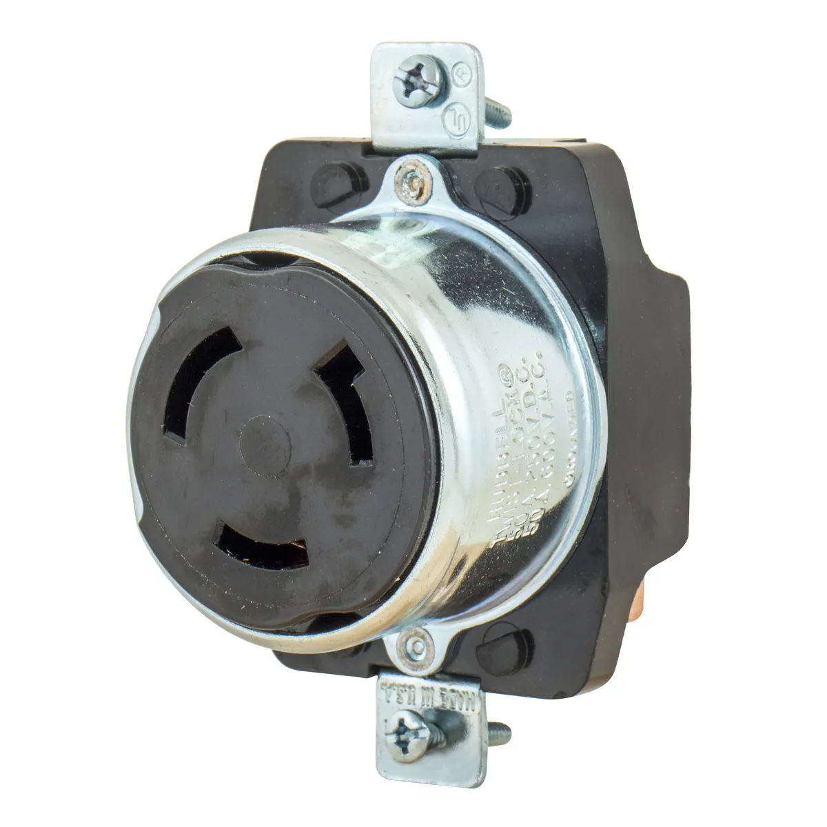 Flush Receptacle, 50A, 2-Pole, 3-Wire Grounding, Screw Terminal