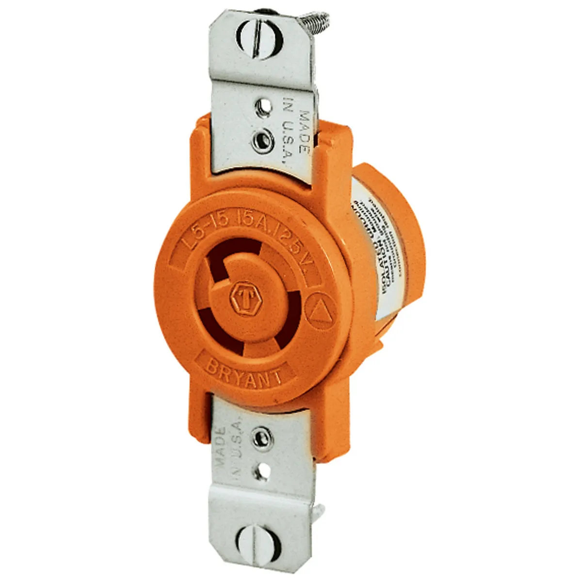 Flush Receptacle, 15A, 2-Pole, 3-Wire Grounding, Screw Terminal, Orange