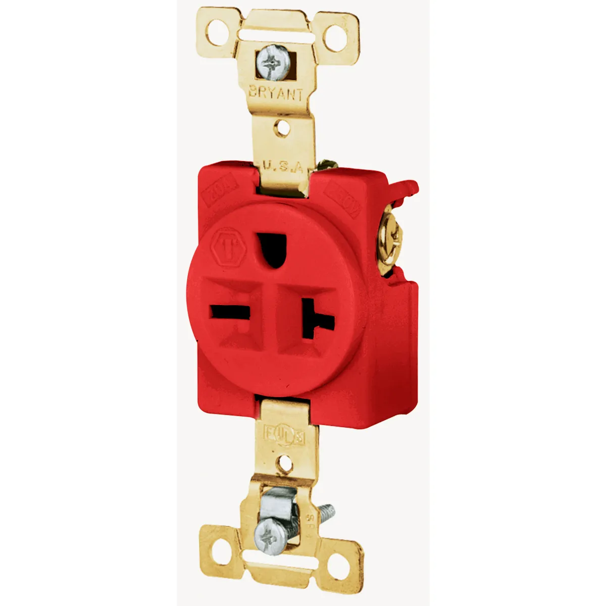 Receptacle, Single, 2-Pole, 3-Wire Grounding, Red