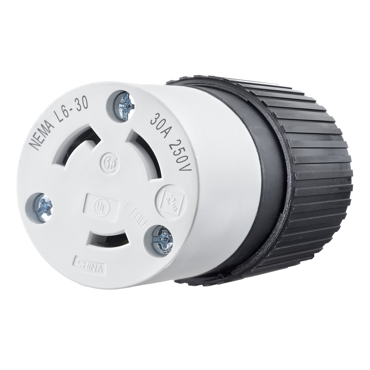 BRYANT 70630NC Industrial Heavy Duty Locking Blade Connector, 30A, 250 VAC, 1-Phase, 2-Pole, 3-Wire | CV6NLW