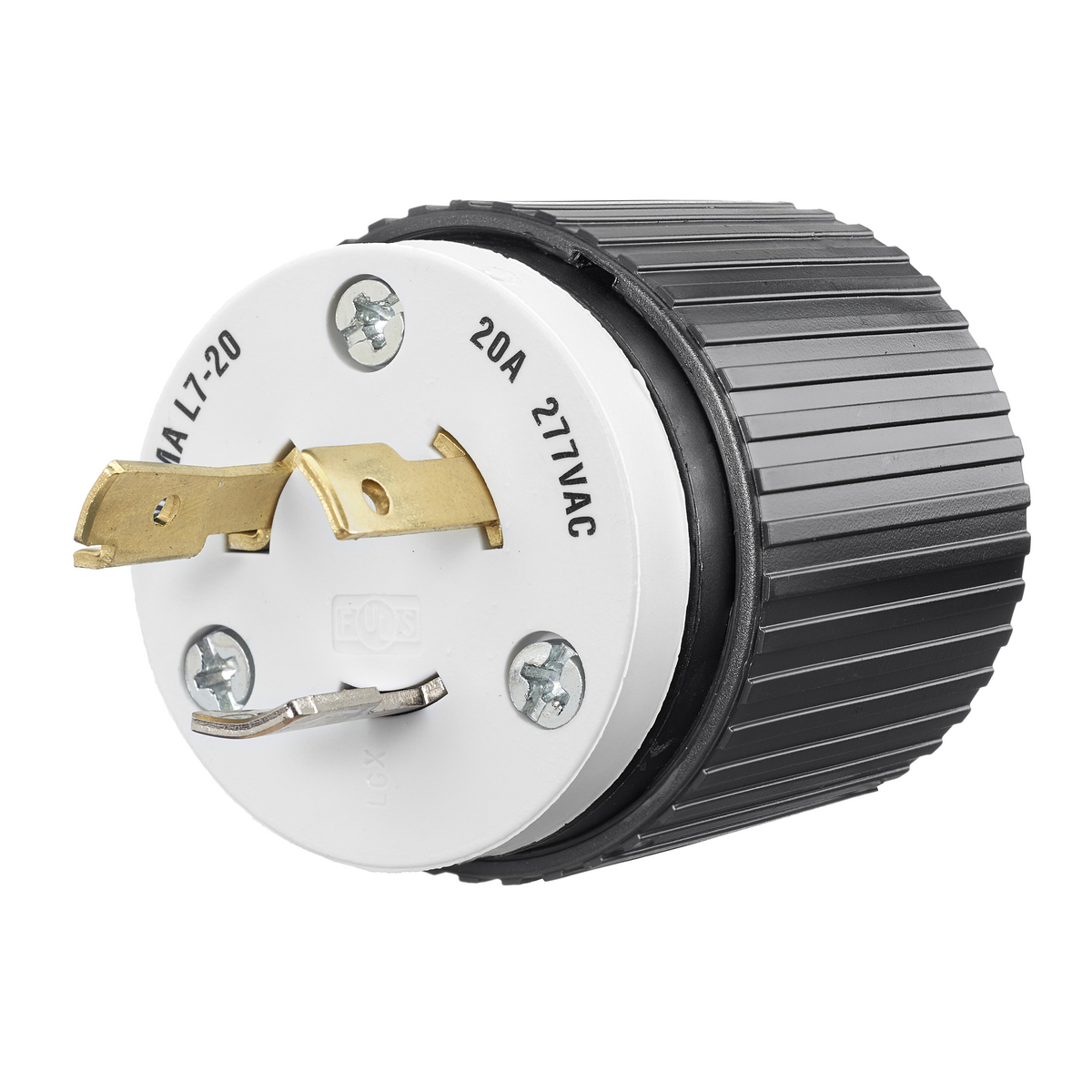 BRYANT 70720NP Industrial Heavy Duty Locking Blade Plug, 20A, 277 VAC, 1-Phase, 2-Pole, 3-Wire | CV6UQV