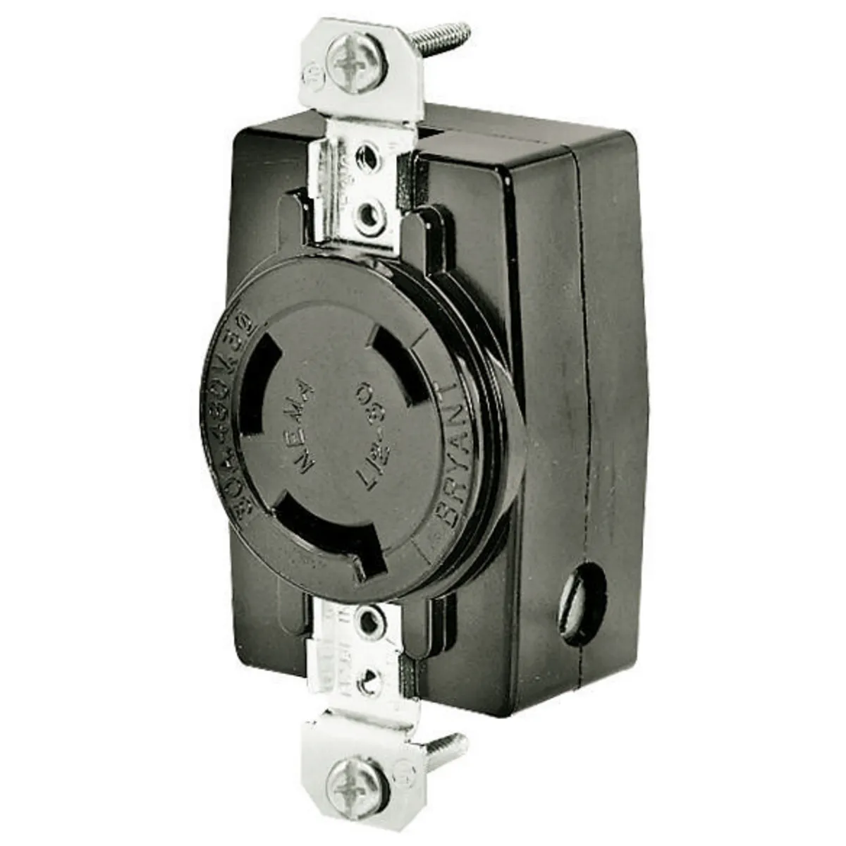 Flush Receptacle, 30A, 3-Pole, 3-Wire Non-Grounding, Screw Terminal, Black