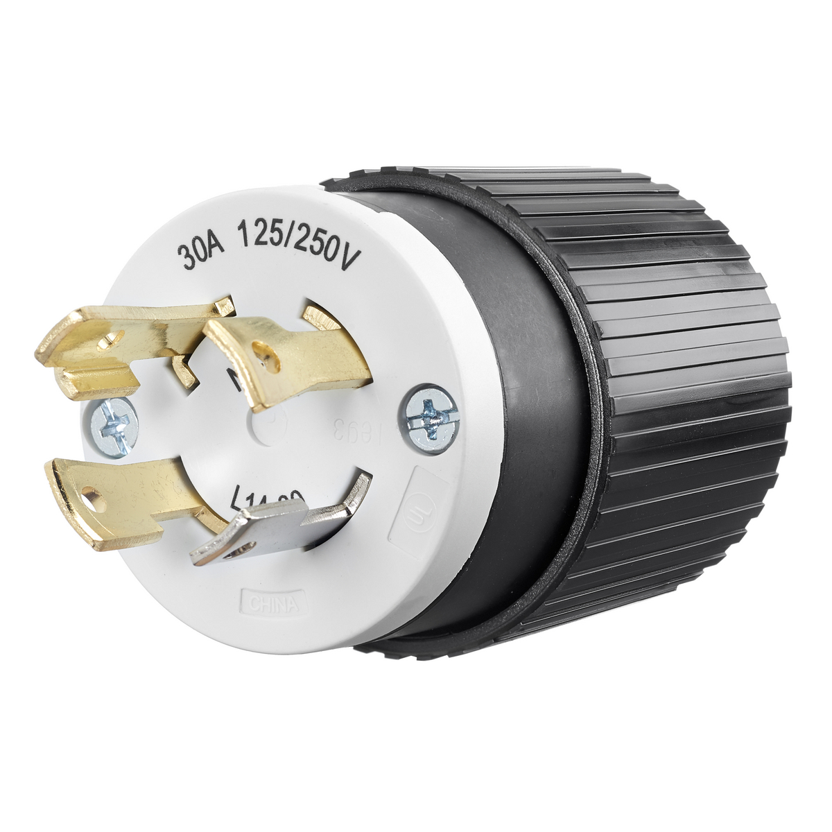 BRYANT 71430NP Industrial Heavy Duty Locking Blade Plug, 30A, 125/250 VAC, 1-Phase, 3-Pole, 4-Wire | CV6URC