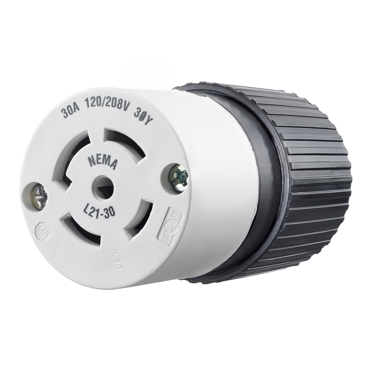 BRYANT 72130NC Industrial Heavy Duty Locking Blade Connector, 30A, 120/208 VAC, 3-Phase, 4-Pole, 5-Wire | CV6NML