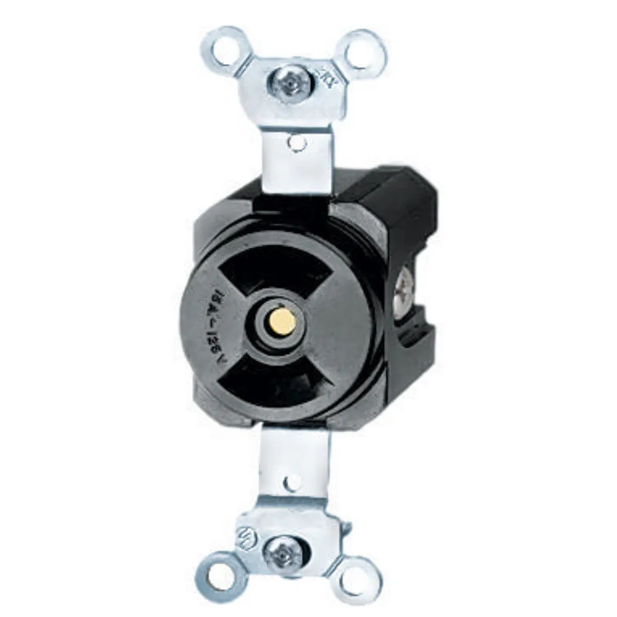 Receptacle, 15A, 2-Pole, 2-Wire Non-Grounding, Screw Terminal, Black