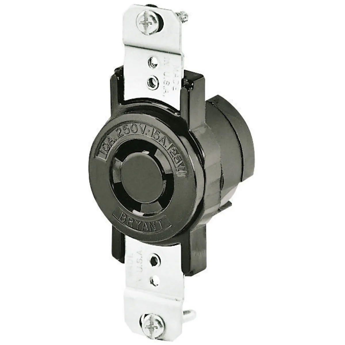 Receptacle, 3-Pole, 3-Wire Non Grounding, Non-NEMA, Screw Terminal, Black