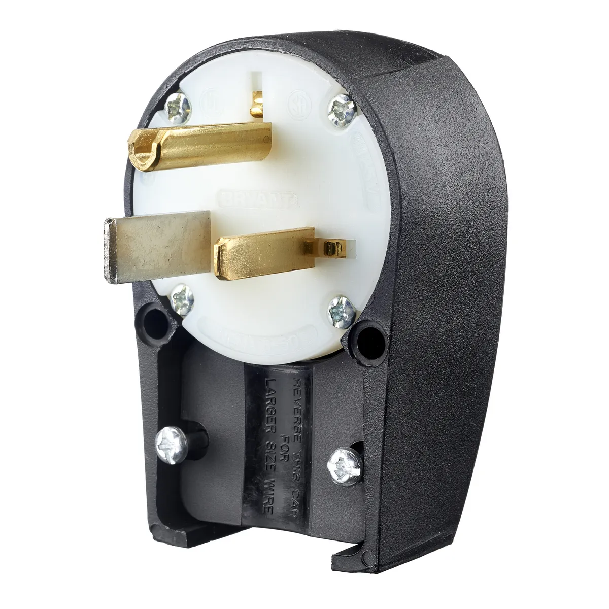 Male Plug, Angled, Nylon, 2-Pole, 3-Wire Grounding