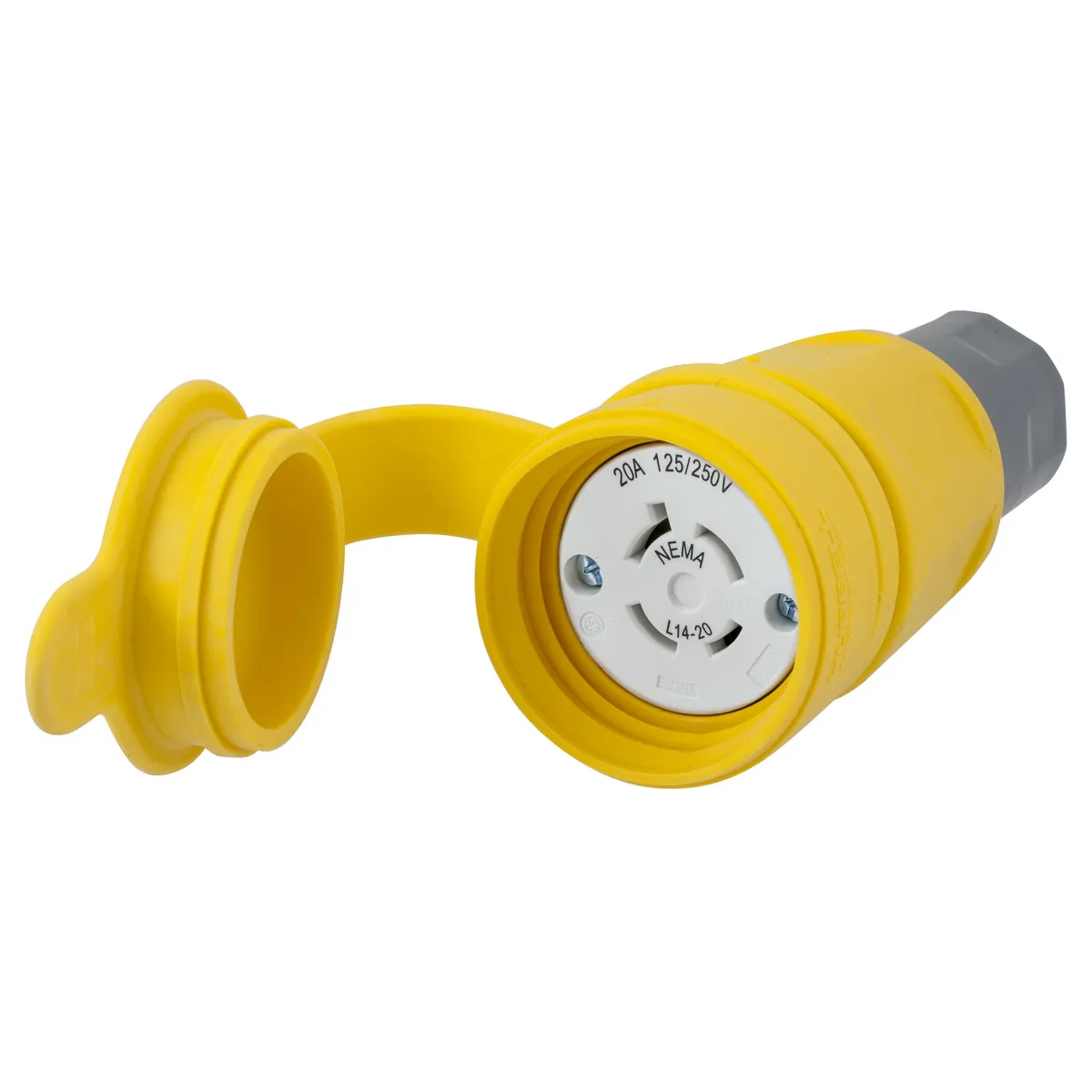 Male Plug, 20A, 3-Pole, 4-Wire Grounding, Screw Terminal, Yellow