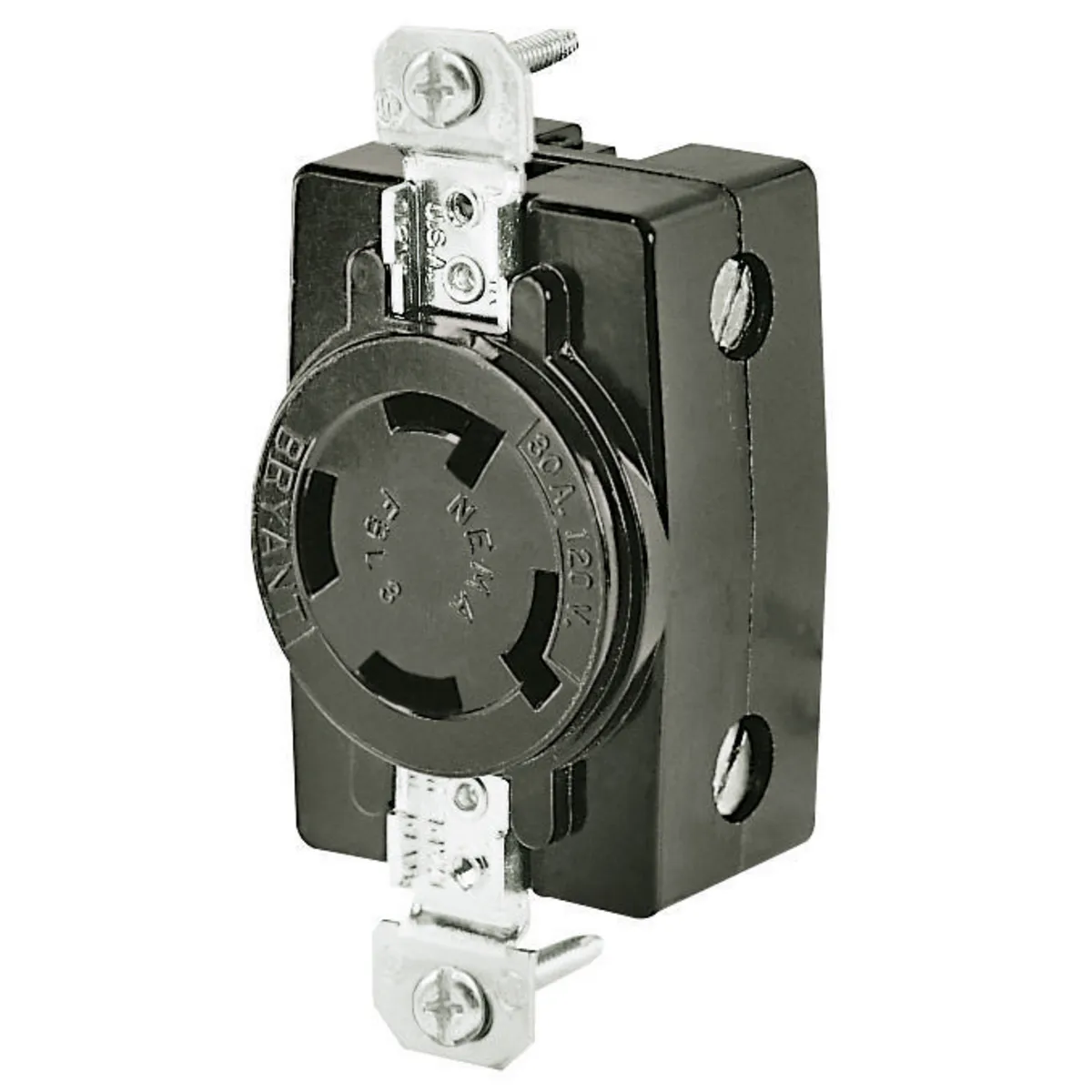 Flush Receptacle, 30A, 3-Pole, 4-Wire Grounding, Screw Terminal