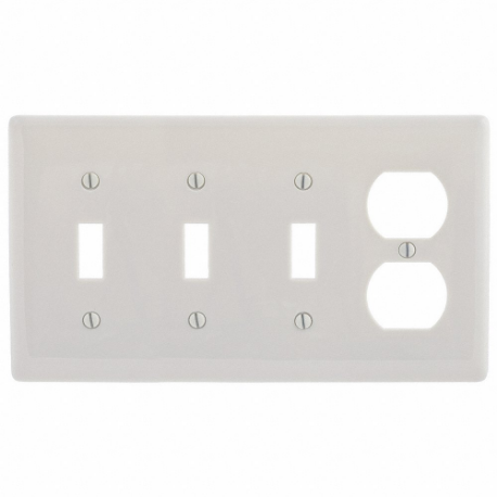 Toggle/Duplex Receptacle Wall Plate, Toggle, Plastic, Light Almond, 1 Outlet Openings