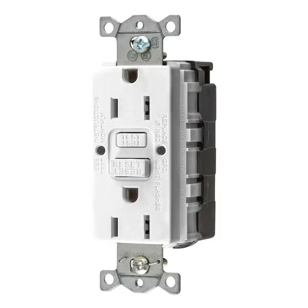 GFCI Receptacle, 15A, 125VAC, 5-15R, White