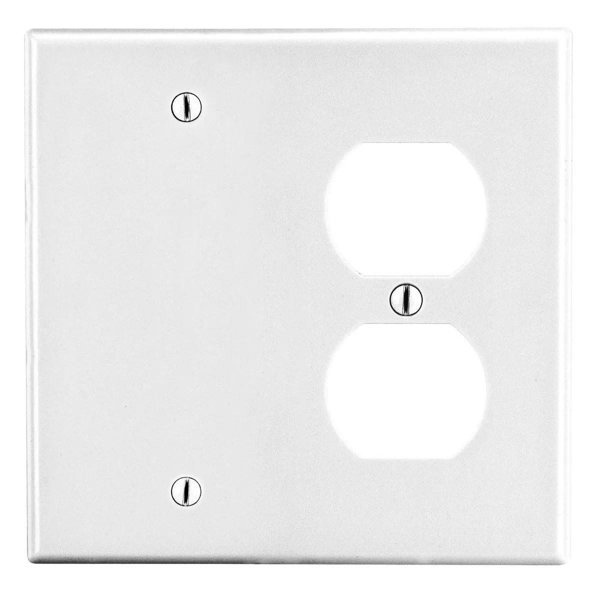 Wallplate, 2-Gang, 1 Duplex 1 Box Mount Blank, White