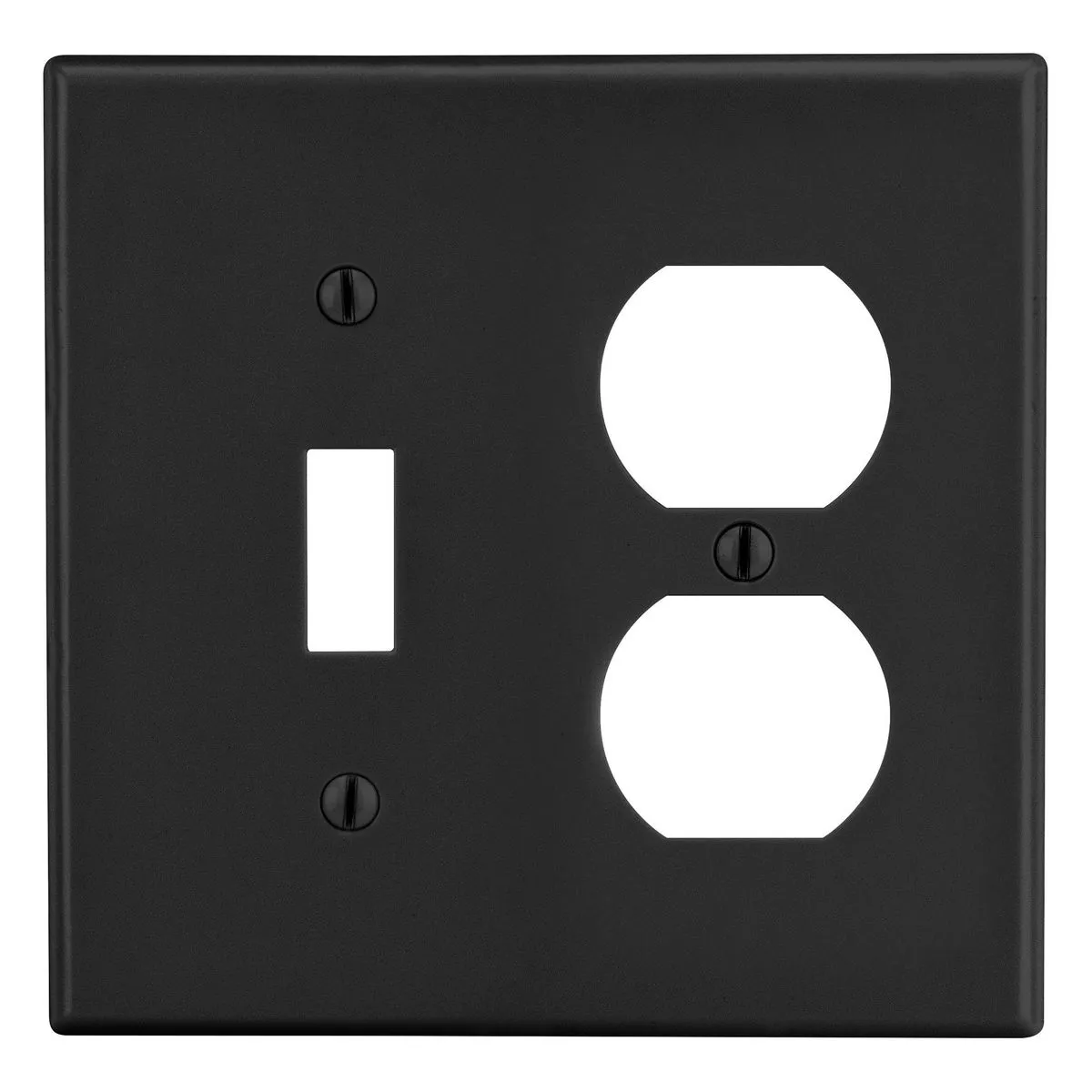 Wallplate, Mid-Size 2-Gang, 1 Duplex 1 Toggle, Black