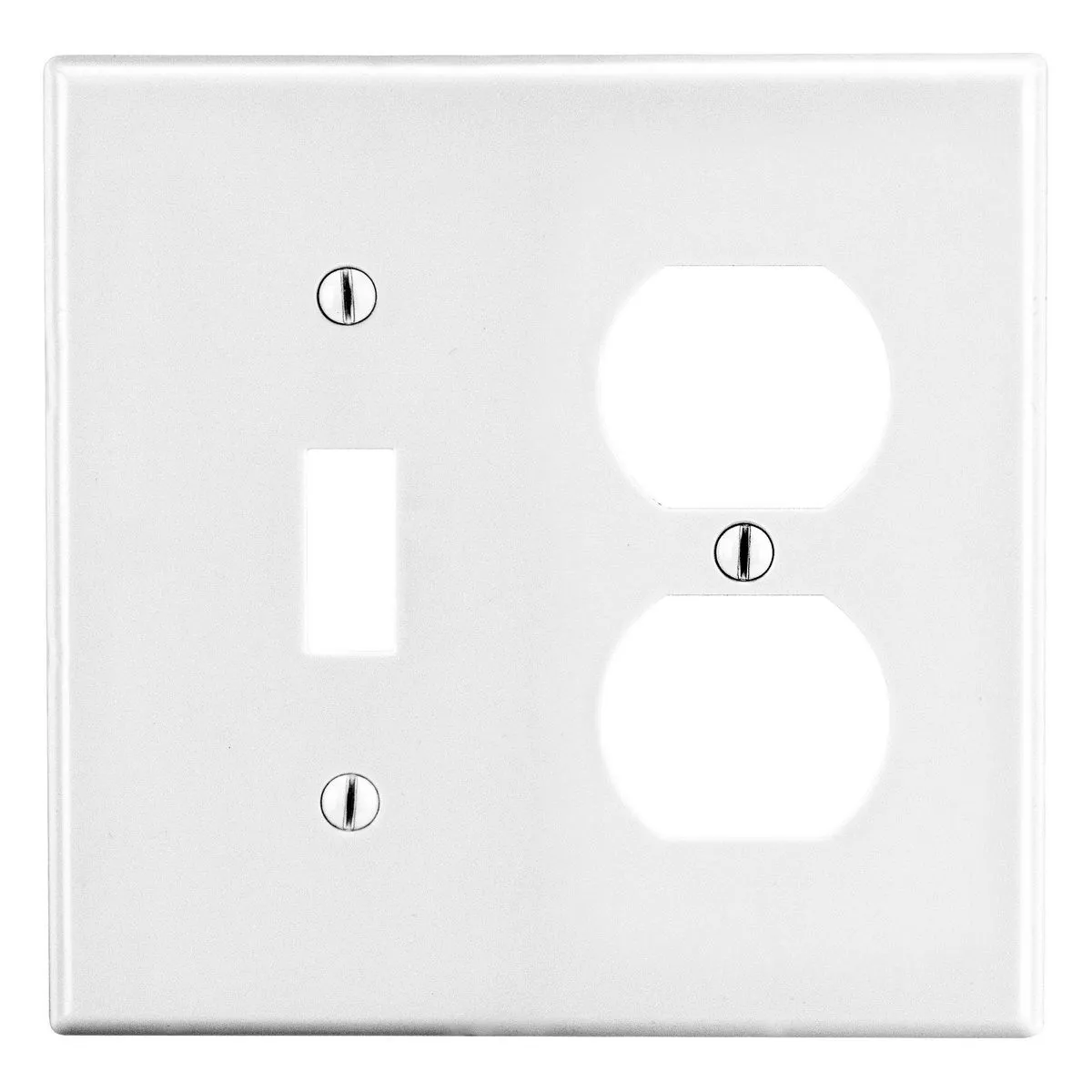 Wallplate, Mid-Size 2-Gang, 1 Duplex 1 Toggle, White