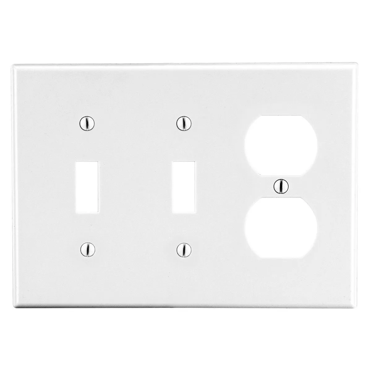 Wallplate, Mid-Size 3-Gang, 2 Toggle 1 Duplex, White