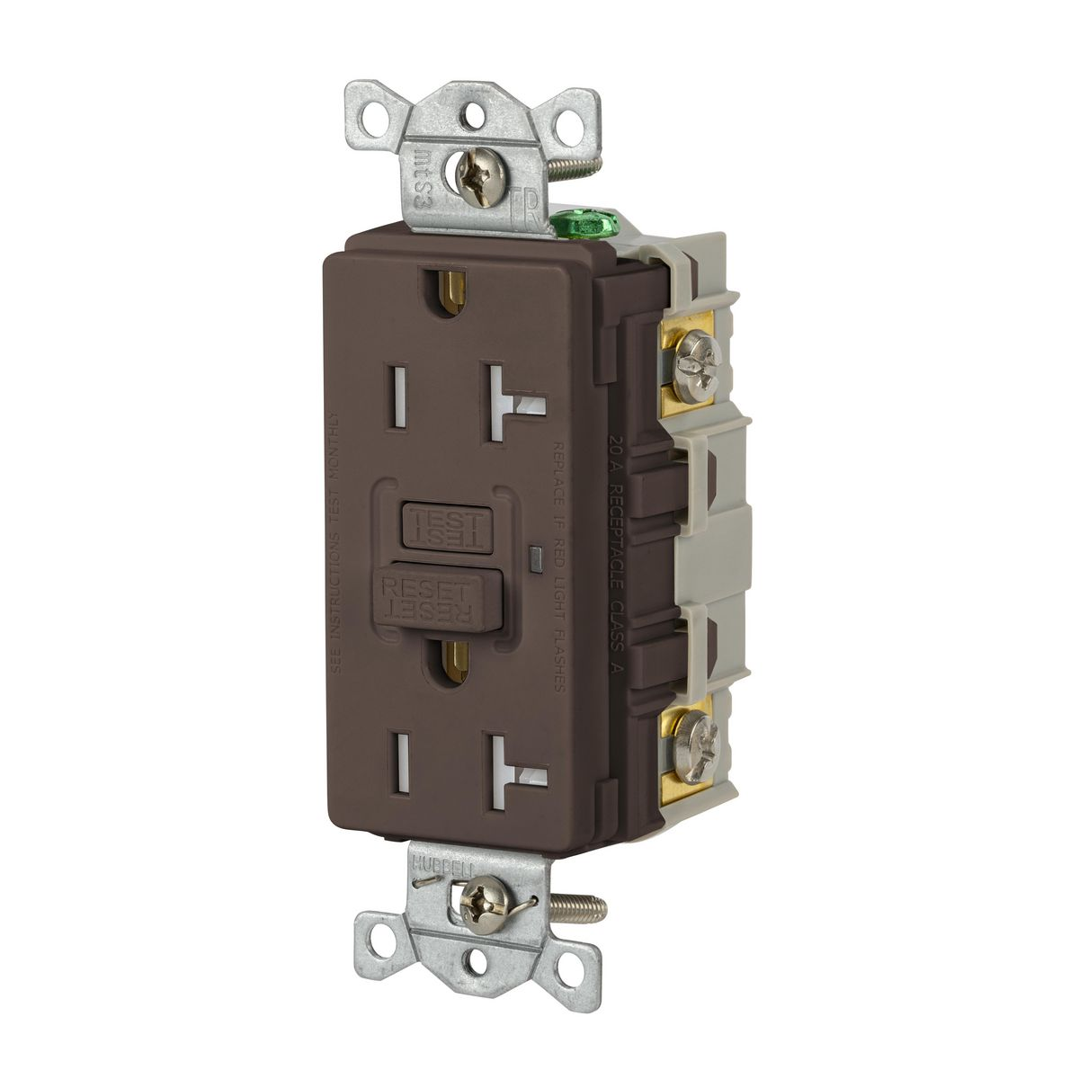 HUBBELL WIRING DEVICE-KELLEMS GFTRST20 GFCI Receptacle, Commercial, Decorator Duplex, Flush Mount, 20A | BD4JXN 45UF40