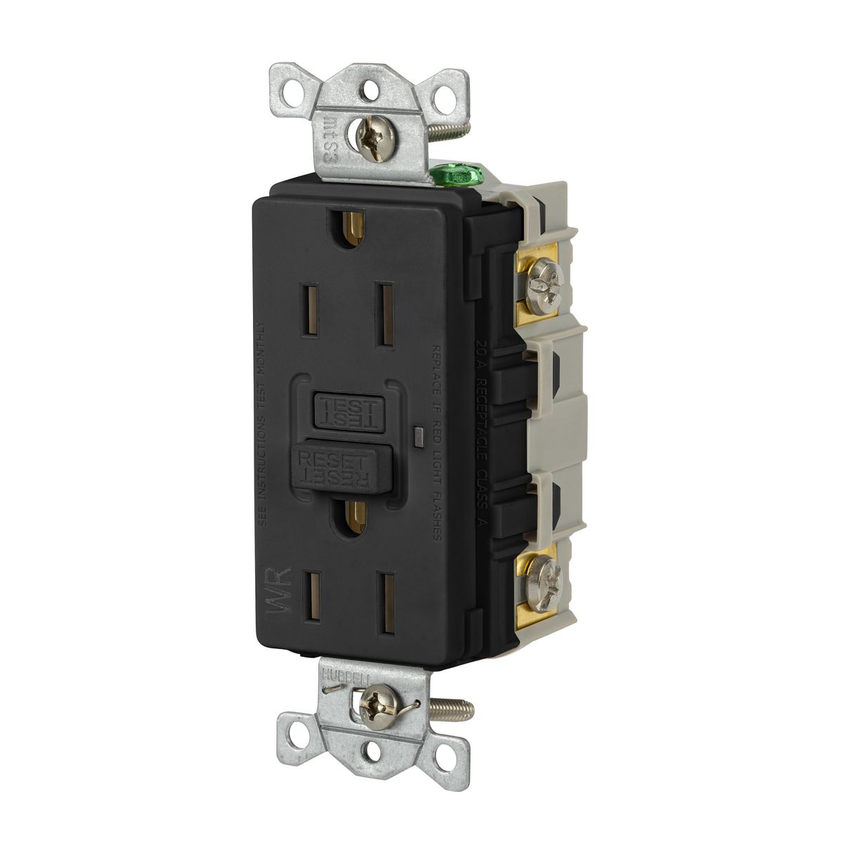 HUBBELL WIRING DEVICE-KELLEMS GFWRST15BK GFCI Receptacle, Commercial, Decorator Duplex, Flush Mount, 15A | BD3XPQ 45UF45