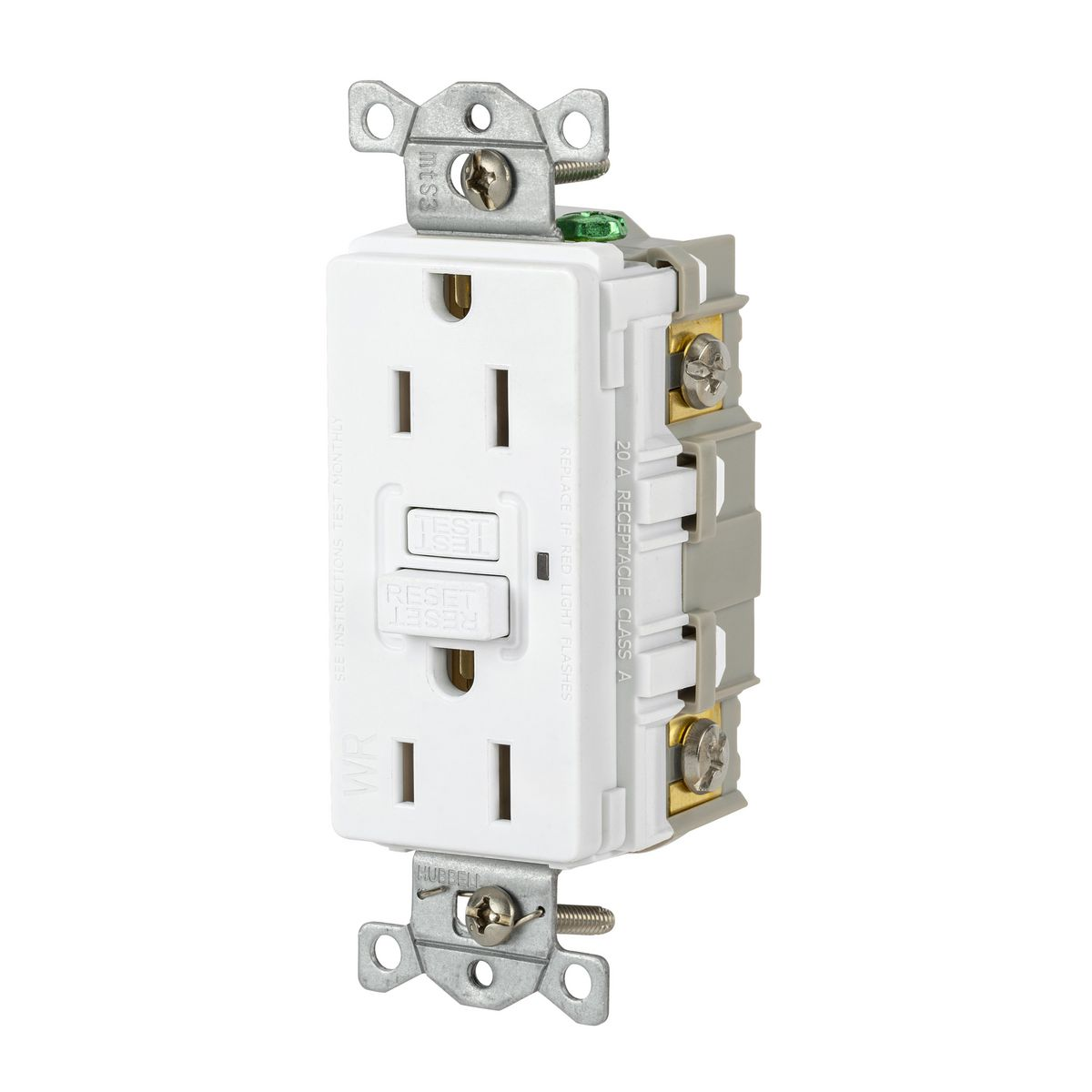 HUBBELL WIRING DEVICE-KELLEMS GFWRST15W GFCI Receptacle, Commercial, Decorator Duplex, Flush Mount, 15A | BD4FKA 45UF51