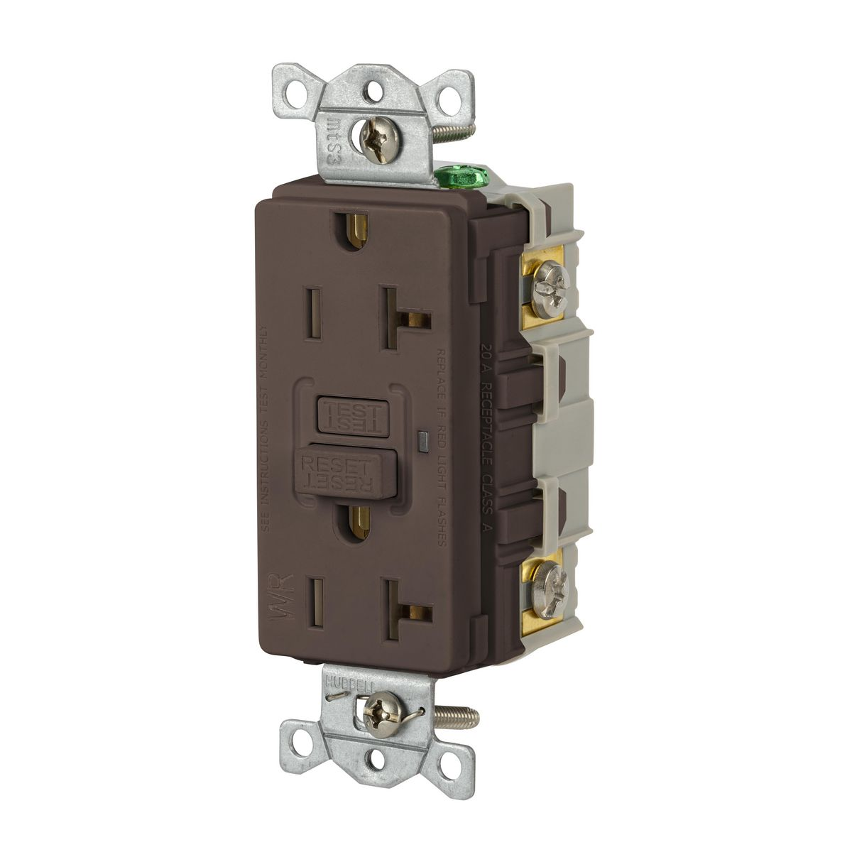 HUBBELL WIRING DEVICE-KELLEMS GFWRST20 GFCI Receptacle, Commercial, Decorator Duplex, Flush Mount, 20A | BD3VAP 45UF56