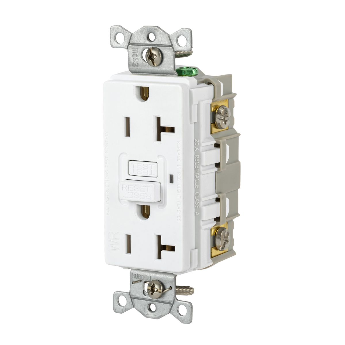 HUBBELL WIRING DEVICE-KELLEMS GFWRST20W GFCI Receptacle, Commercial, Decorator Duplex, Flush Mount, 20A | BD4BTK 45UF59
