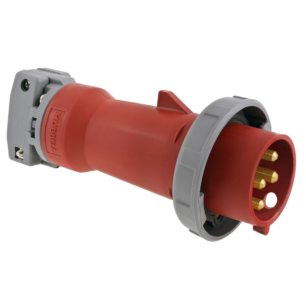 HUBBELL WIRING DEVICE-KELLEMS HBL4100P6W Iec Pin And Sleeve Plug, Male, 100 - 125 A, 380 - 415 VAC, 3 Pole, Red | BD4HWN