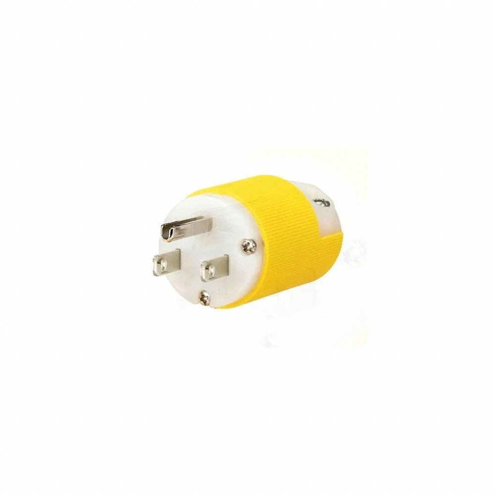 Straight Blade Plug, 5-15P, 15 A, 125V AC, White/Yellow, 2 Pole, Spring Clamp Terminals