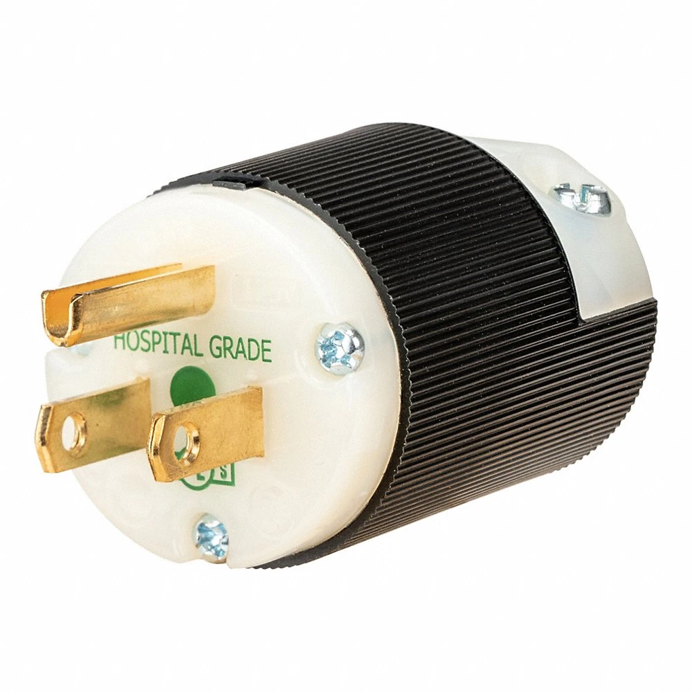 Straight Blade Plug, 5-15P, 15 A, 125V AC, Black/White, 2 Pole, Spring Clamp Terminals