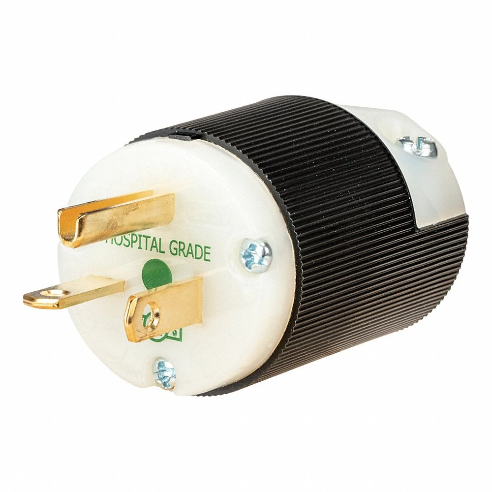 Straight Blade Plug, 5-20P, 20 A, 125V AC, Black/White, 2 Pole, Spring Clamp Terminals