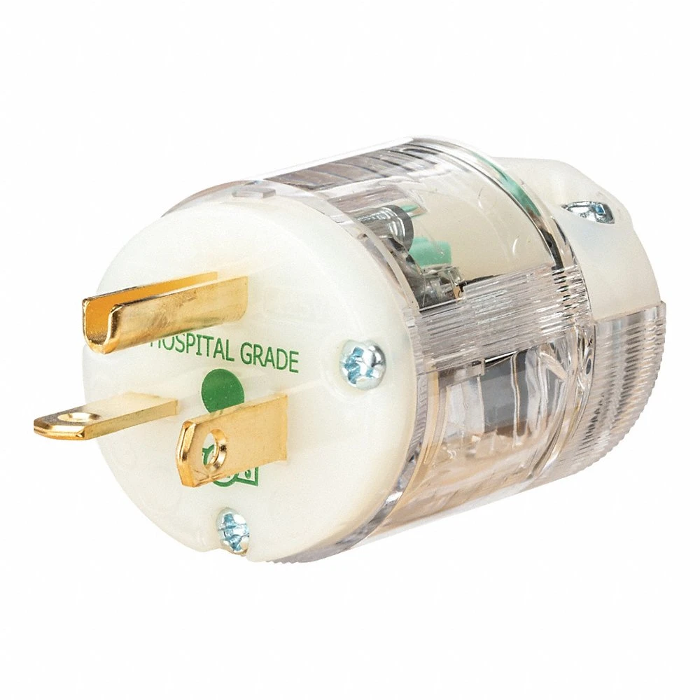 Straight Blade Plug, 5-20P, 20 A, 125V AC, Clear, 2 Pole