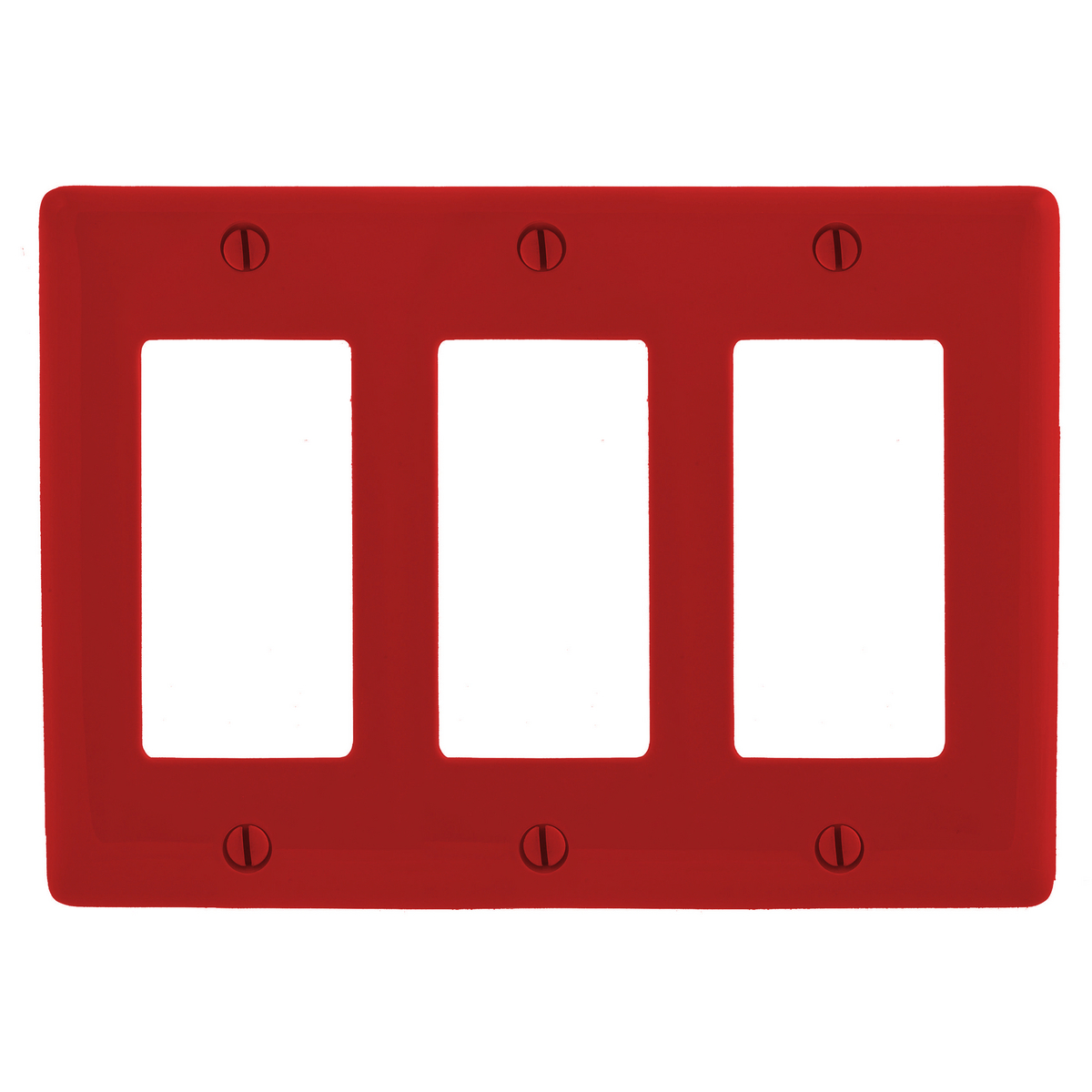 HUBBELL WIRING DEVICE-KELLEMS NPJ263R Wallplate, M-Size, 3 Gang, 3 Rectangular Opening, Red | CE6RWM