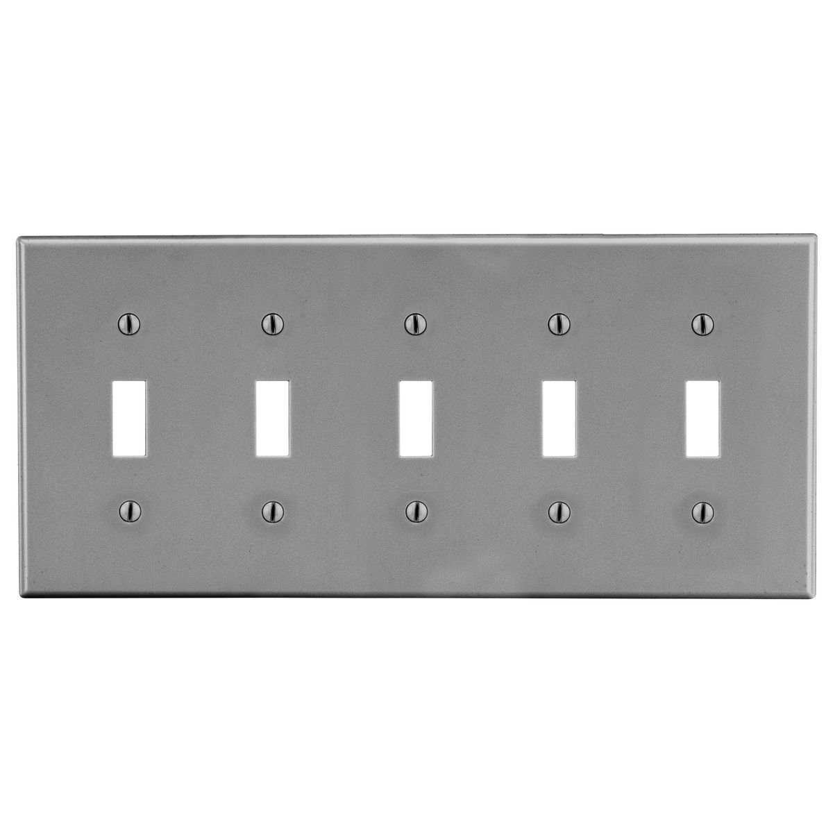 HUBBELL WIRING DEVICE-KELLEMS P5GY Toggle Switch Wall Plate, 5 Gangs, Gray, Plastic | CJ3QJZ 55KT24