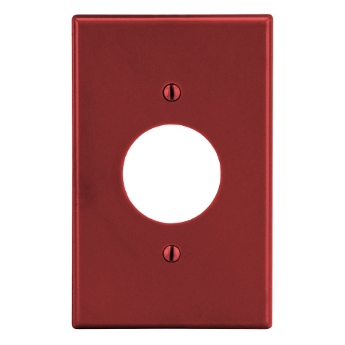 HUBBELL WIRING DEVICE-KELLEMS P7R Single Receptacle Wall Plate, Red, 1 Gang | CH6QZN 55KT32