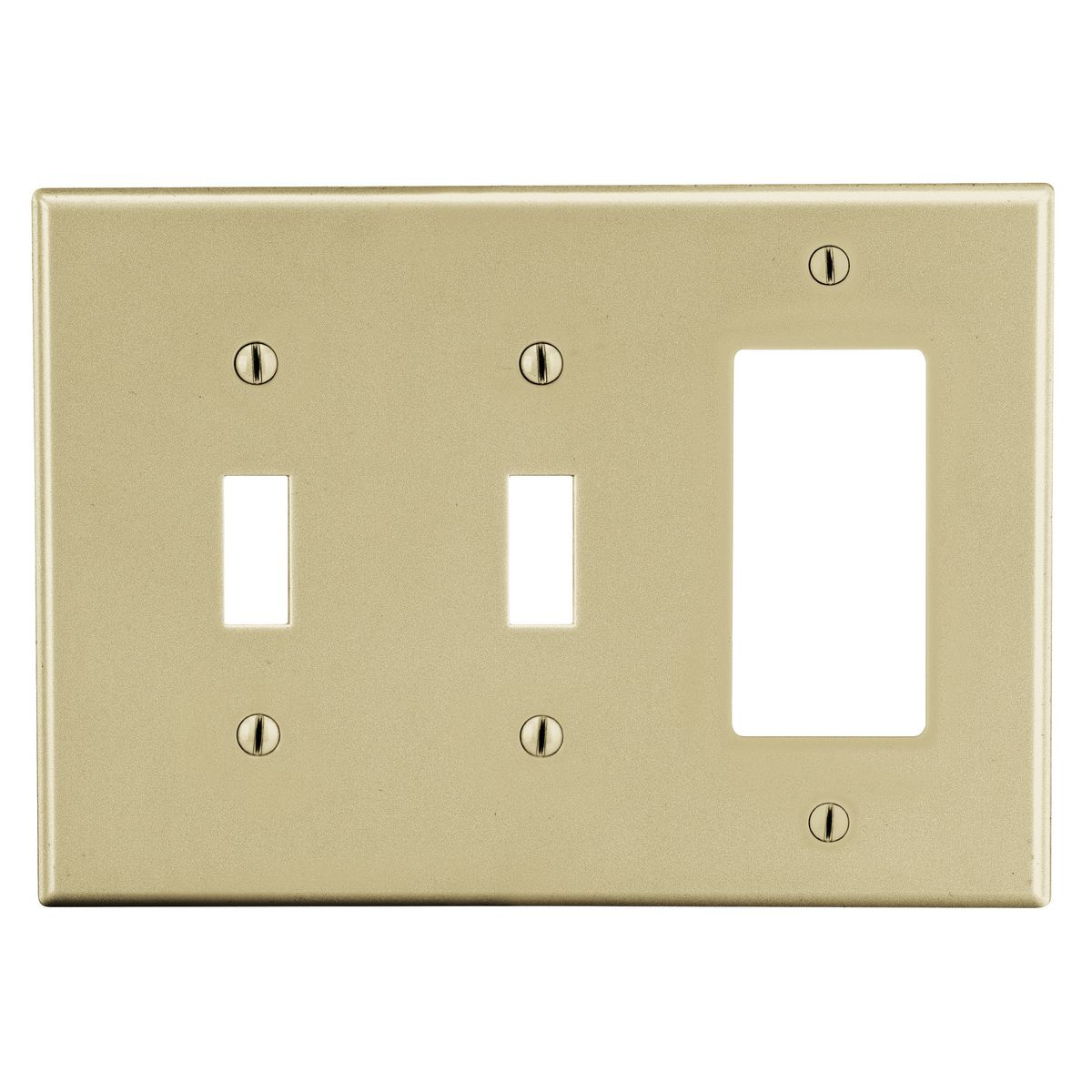 HUBBELL WIRING DEVICE-KELLEMS PJ226I Toggle Switch/Rocker Wall Plate, 3 Gangs, Mid Size, Ivory, Plastic | CJ3QLX 55KT53