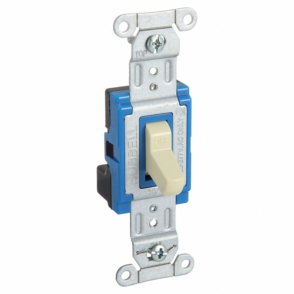 HUBBELL WIRING DEVICE-KELLEMS SNAP1201INA Toggle Switch, Singlepole, 15A, 120/277VAC, Ivory | AC4XCW 31A350