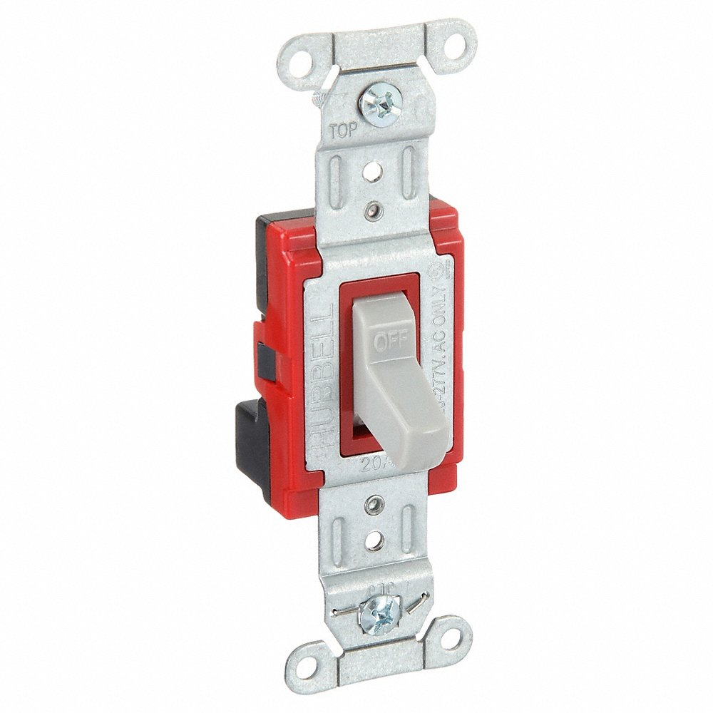 HUBBELL WIRING DEVICE-KELLEMS SNAP1221GYNA Toggle Switch, Single Pole, 20A, 120/277VAC, Gray | AC4XDV 31A414
