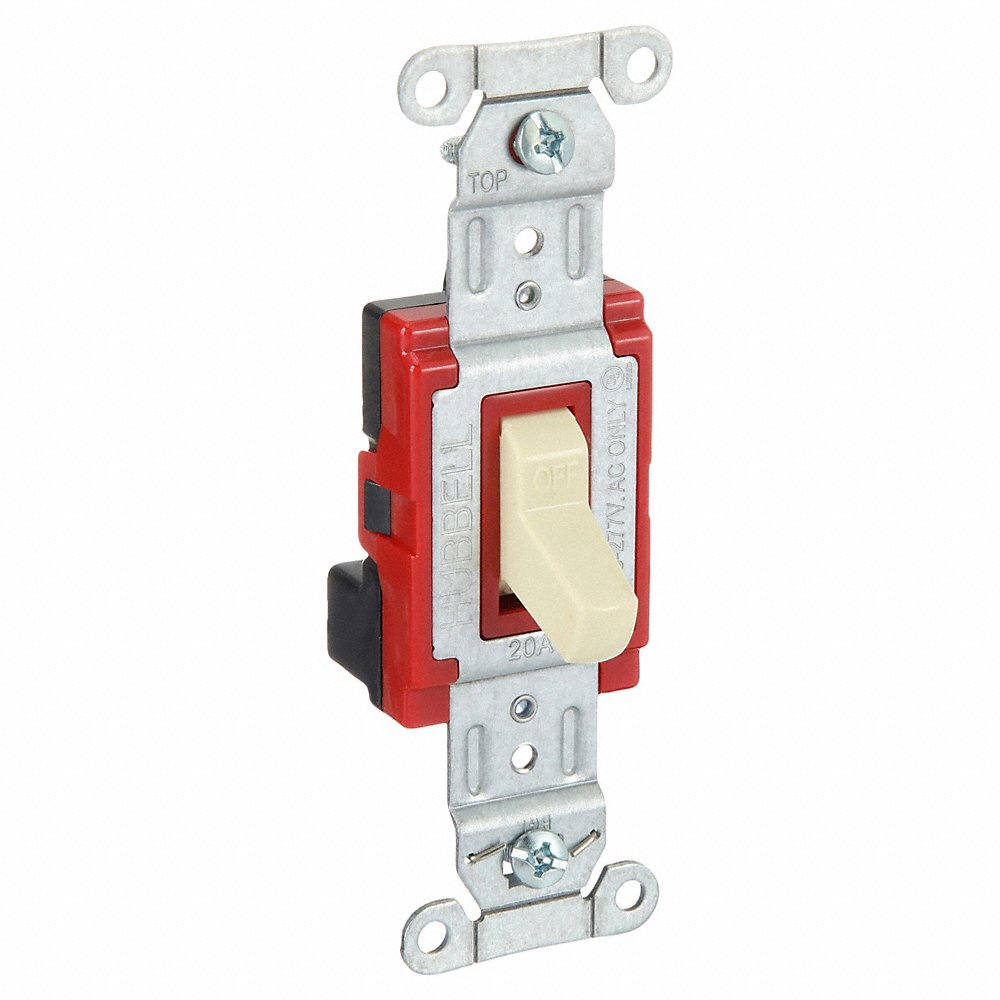 HUBBELL WIRING DEVICE-KELLEMS SNAP1221INA Toggle Switch, Single Pole, 20A, 120/277VAC, Ivory | AC4XDA 31A355