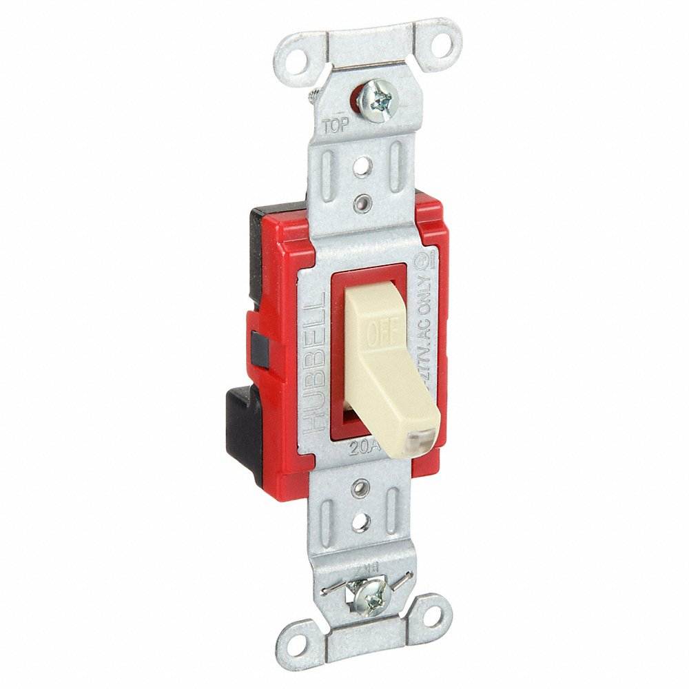 HUBBELL WIRING DEVICE-KELLEMS SNAP1221ILINA Toggle Switch, Illuminated, Single Pole, 20A, 120/277VAC, Ivory | AC4XEM 31A442