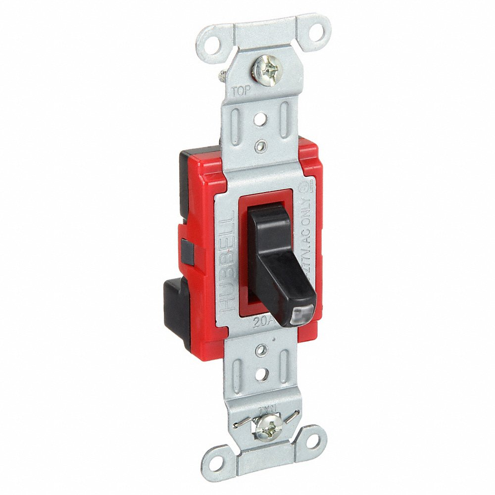HUBBELL WIRING DEVICE-KELLEMS SNAP1221PLBKNA Toggle Switch, Pilotsingle Pole, 20A, 120/277VAC, Black | AC4XEP 31A444