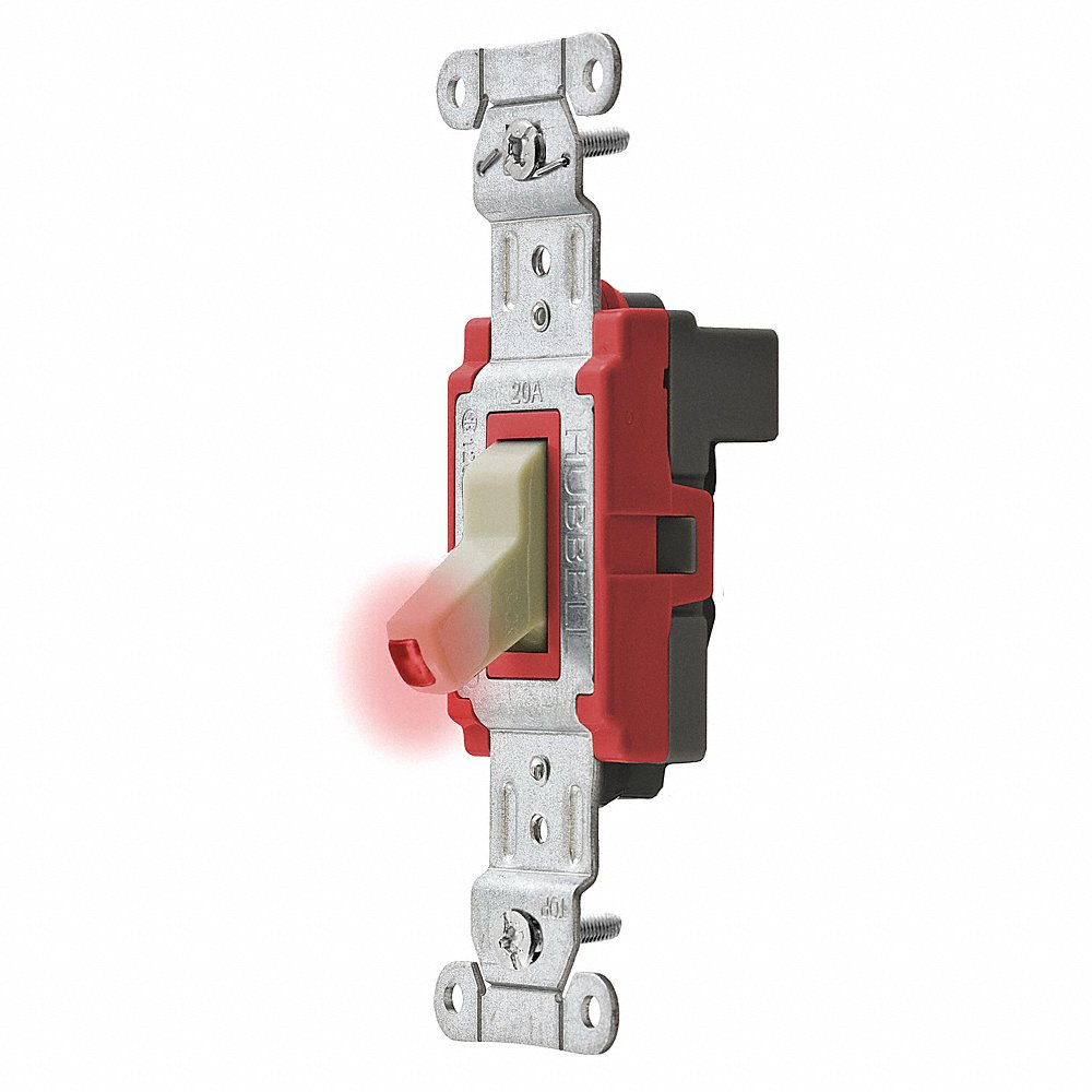 HUBBELL WIRING DEVICE-KELLEMS SNAP1221PLINA Toggle Switch, Pilot Single Pole, 20A, 120/277VAC, Ivory | AC4XEQ 31A445