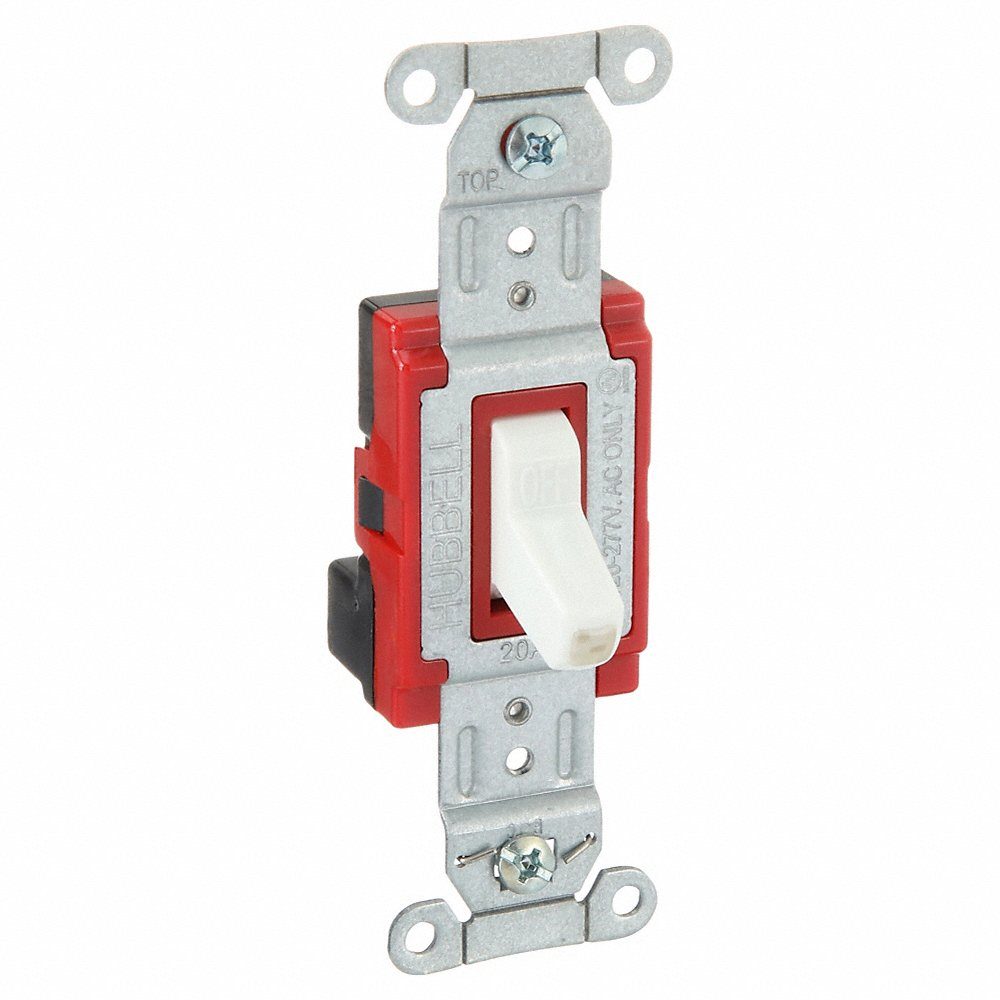 HUBBELL WIRING DEVICE-KELLEMS SNAP1221PLWNA Toggle Switch, Pilot Single Pole, 20A, 120/277VAC, White | AC4XET 31A447