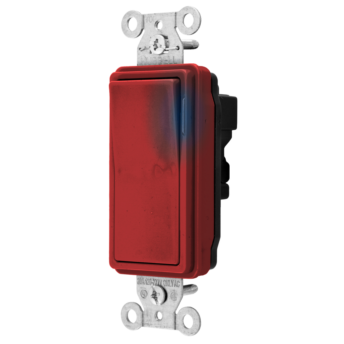 HUBBELL WIRING DEVICE-KELLEMS SNAP2103ILRNA Decorator Switch, Illuminated, Three Way, 15A, 120/277VAC, Red | CE6RHD