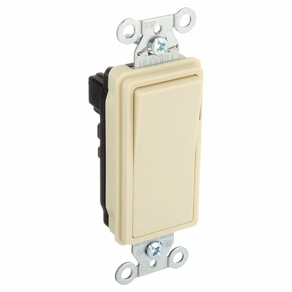 HUBBELL WIRING DEVICE-KELLEMS SNAP2121PLINA Decorator Switch, Pilot Single Pole, 20A, 120/277VAC, Ivory | AC4XFA 31A477