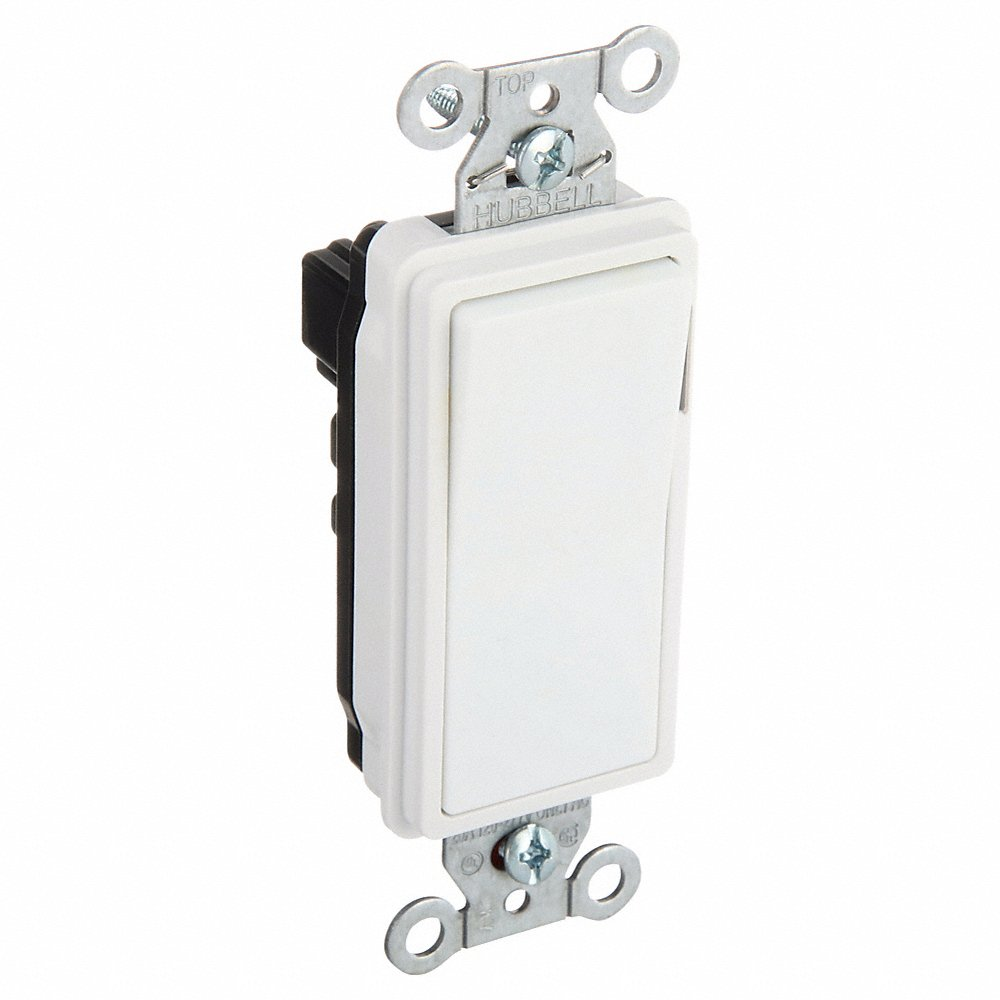HUBBELL WIRING DEVICE-KELLEMS SNAP2121PLWNA Decorator Switch, Pilot Single Pole, 20A, 120/277VAC, White | AC4XFB 31A479
