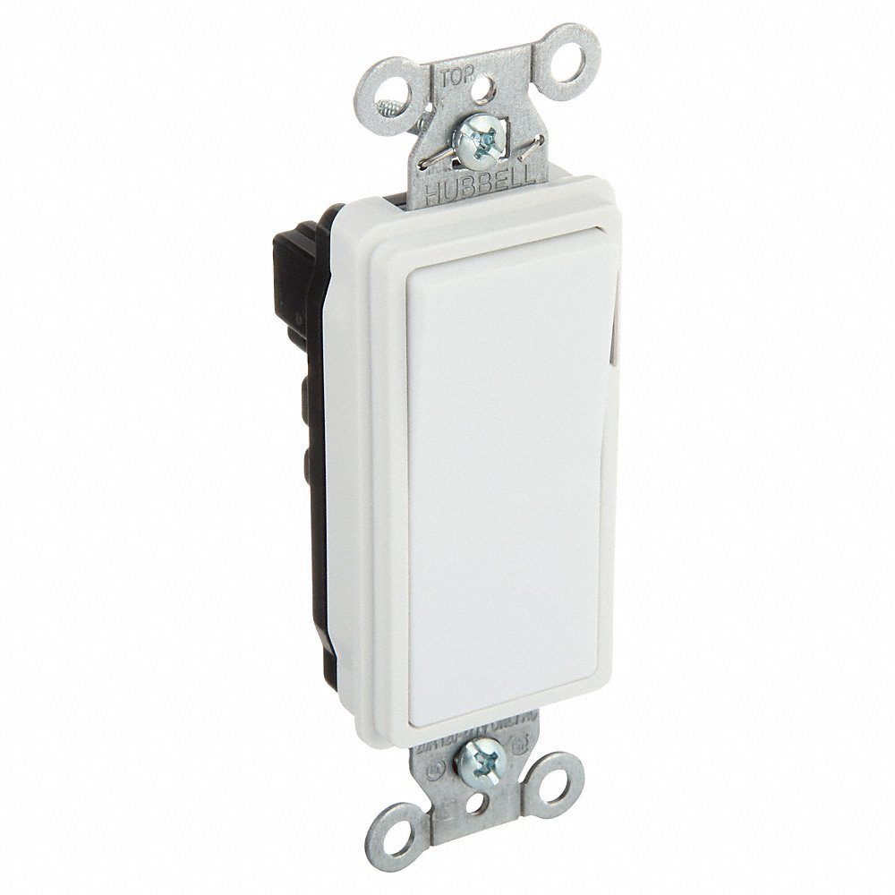 HUBBELL WIRING DEVICE-KELLEMS SNAP2123ILWNA Decorator Switch, Illuminated, Three Way, 20A, 120/277VAC, White | AC4XFF 31A491