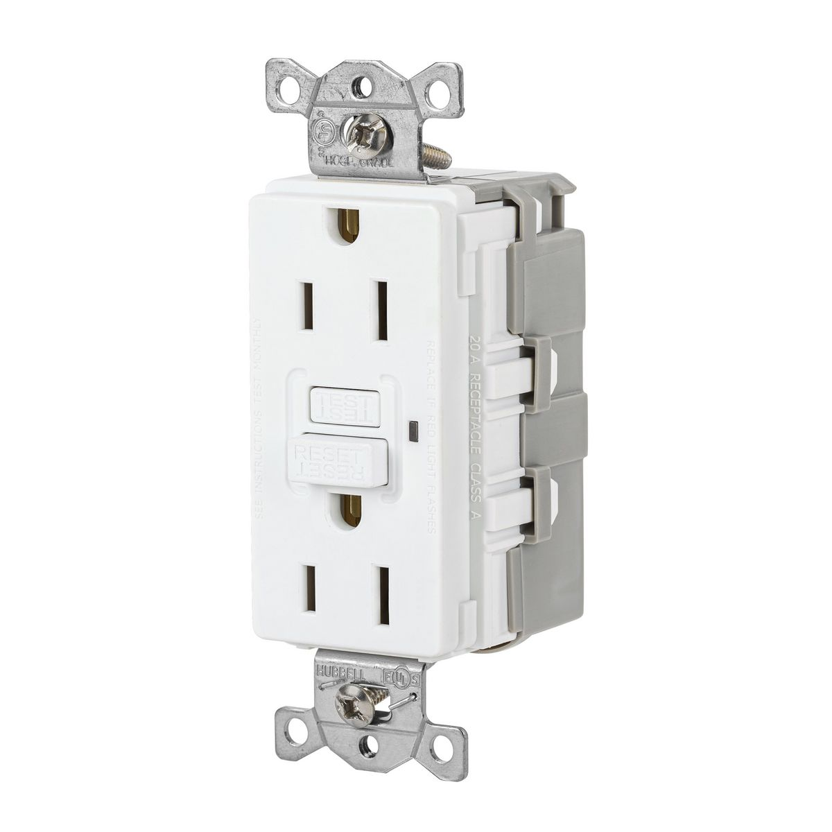 HUBBELL WIRING DEVICE-KELLEMS GFRST15SNAPW Gfci Receptacle, 15A 125V, 2-P 3-W Grounding, 5-15R, White | AH9ABA 39EA64